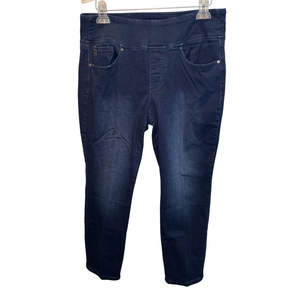 Belle by Kim Gravel Women Dark Blue Jeans Pull On TripleLuxe Straight 12P NEW